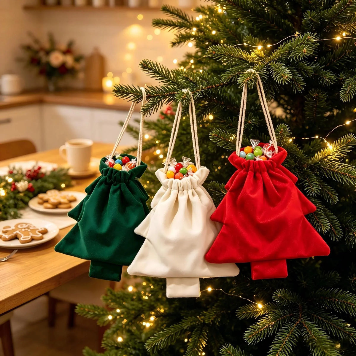 Gift Bag Tree-Shaped Durable Fabric & Drawstring Closure