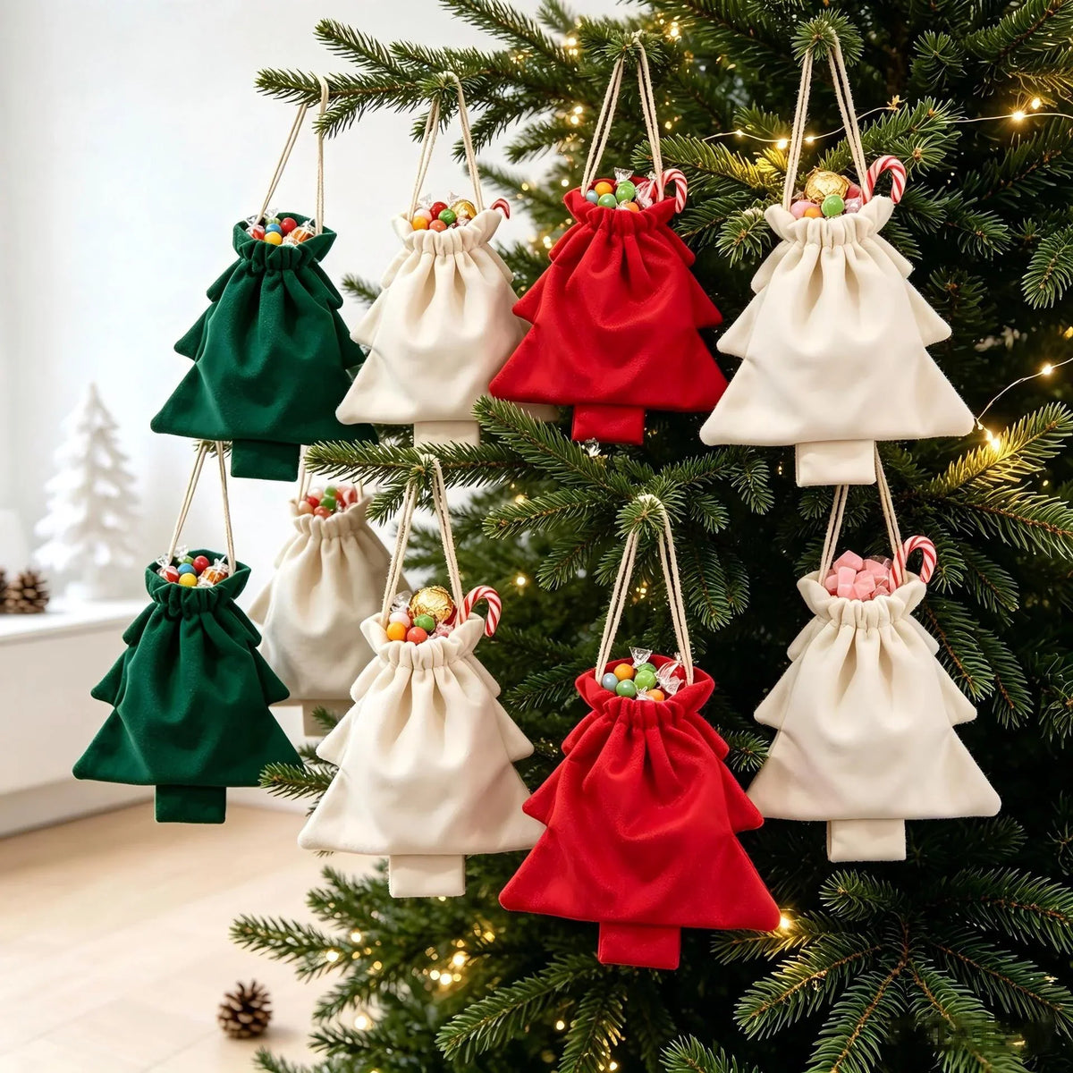 Gift Bag Tree-Shaped Durable Fabric & Drawstring Closure