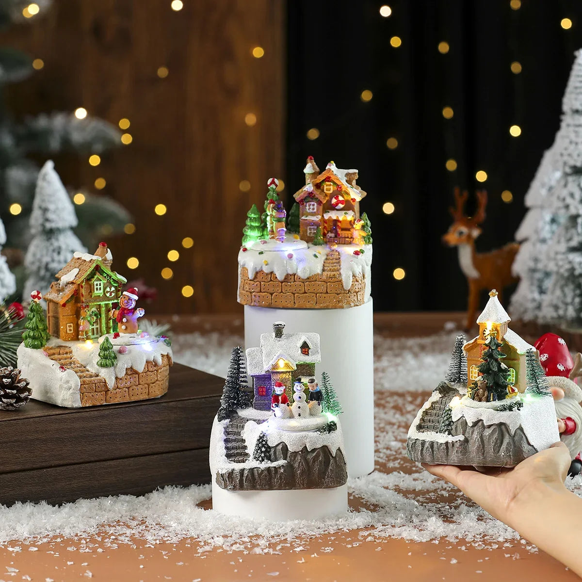 Gingerbread House Centerpiece Built-In LED & Candy Accents