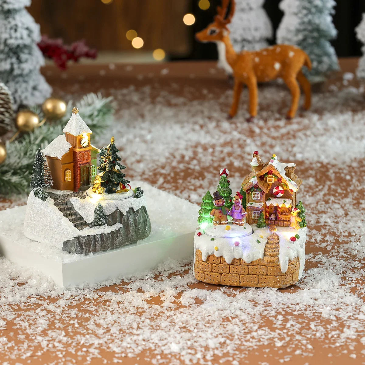 Gingerbread House Centerpiece Built-In LED & Candy Accents
