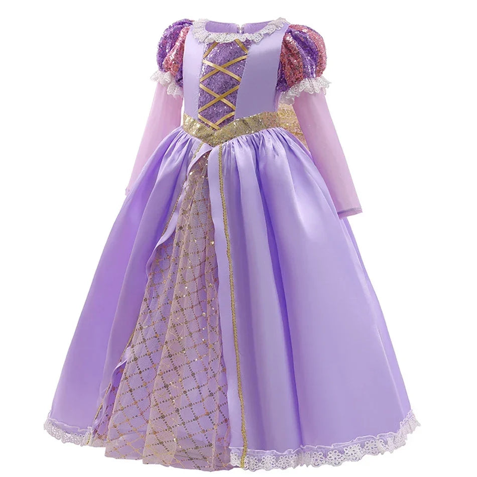 Girls Ball Gown Dress Applique Bodice Puff Sleeves