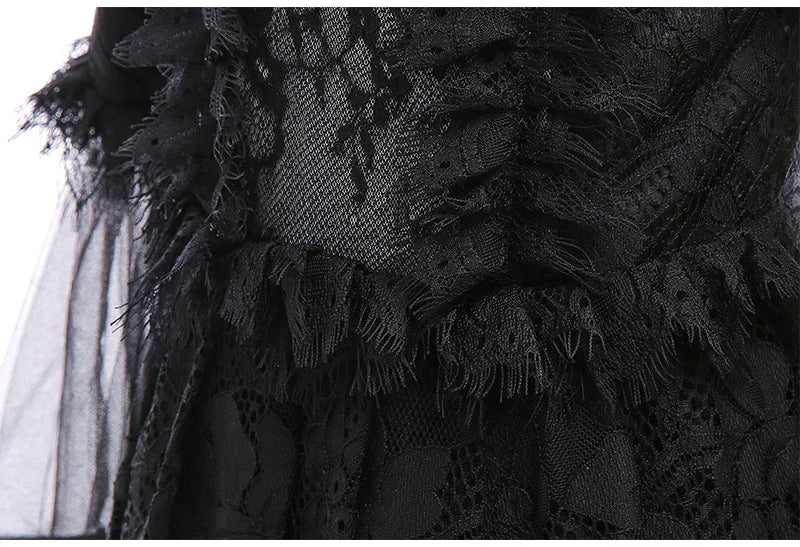 Girls Cosplay Dress Lace Ruffle Breathable Polyester Mid Calf