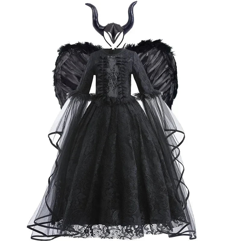 Girls Cosplay Dress Lace Ruffle Breathable Polyester Mid Calf