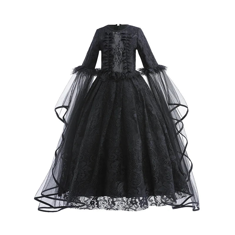 Girls Cosplay Dress Lace Ruffle Breathable Polyester Mid Calf