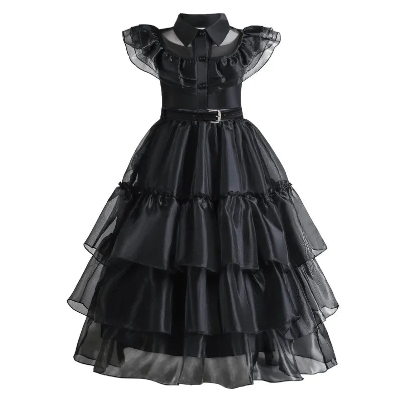 Girls Dress Layered Cake Silhouette & Breathable Mesh