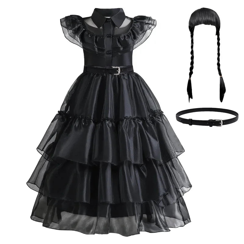 Girls Dress Layered Cake Silhouette & Breathable Mesh