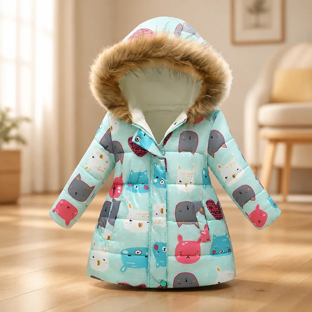 Girls' Winter Coat Thick Soft Lining Zipper Closure