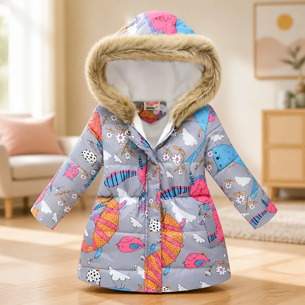 Girls' Winter Coat Thick Soft Lining Zipper Closure