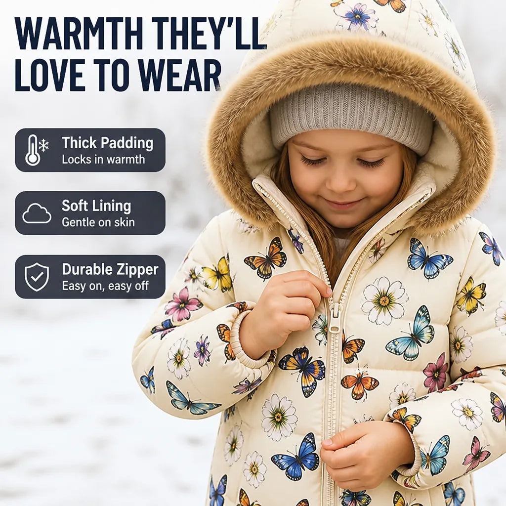 Girls' Winter Coat Thick Soft Lining Zipper Closure