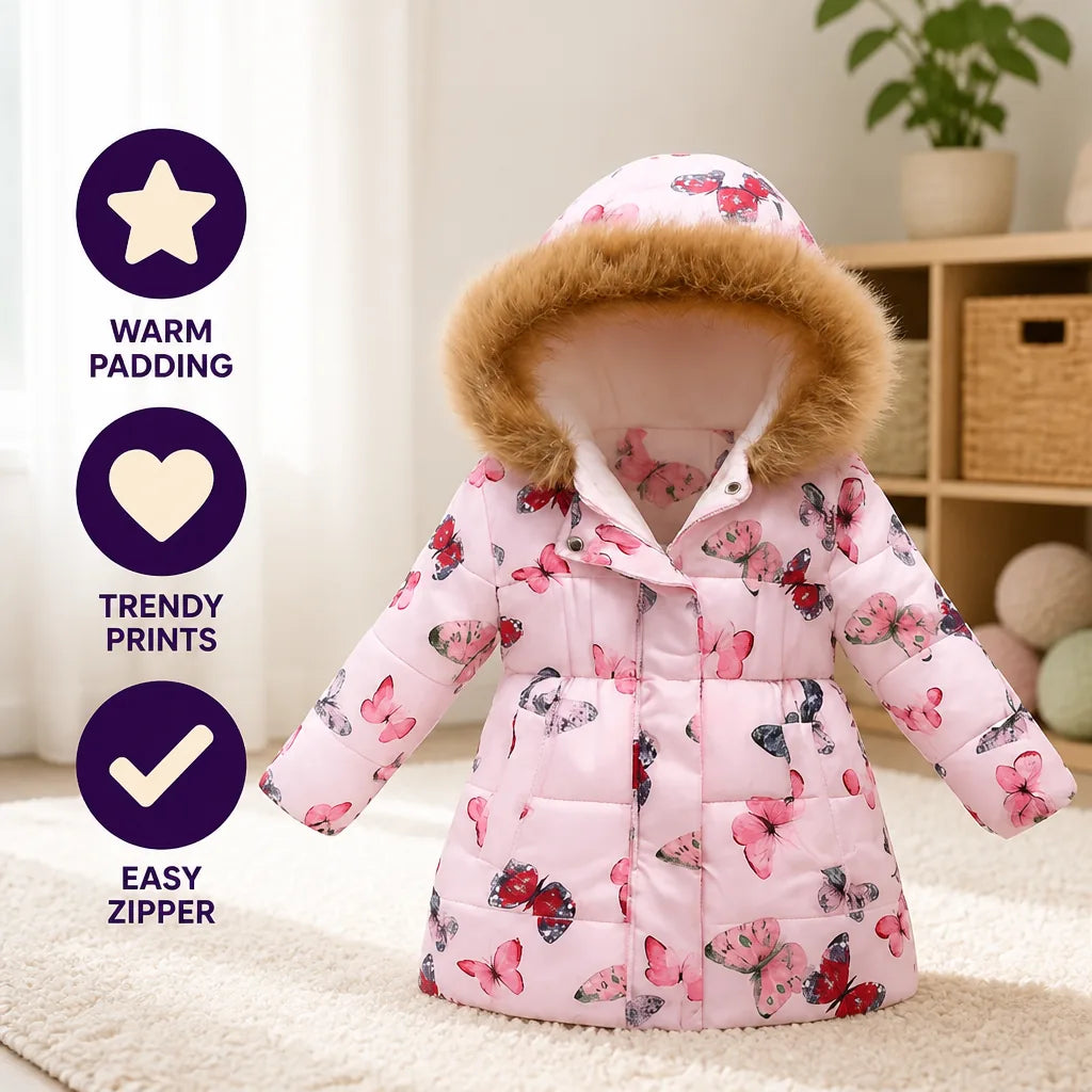 Girls' Winter Coat Thick Soft Lining Zipper Closure