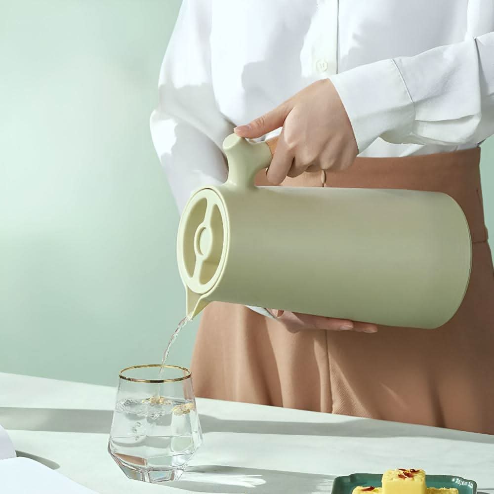 Glass Carafe Double-Wall Wooden Handle Hot & Cold Drinks