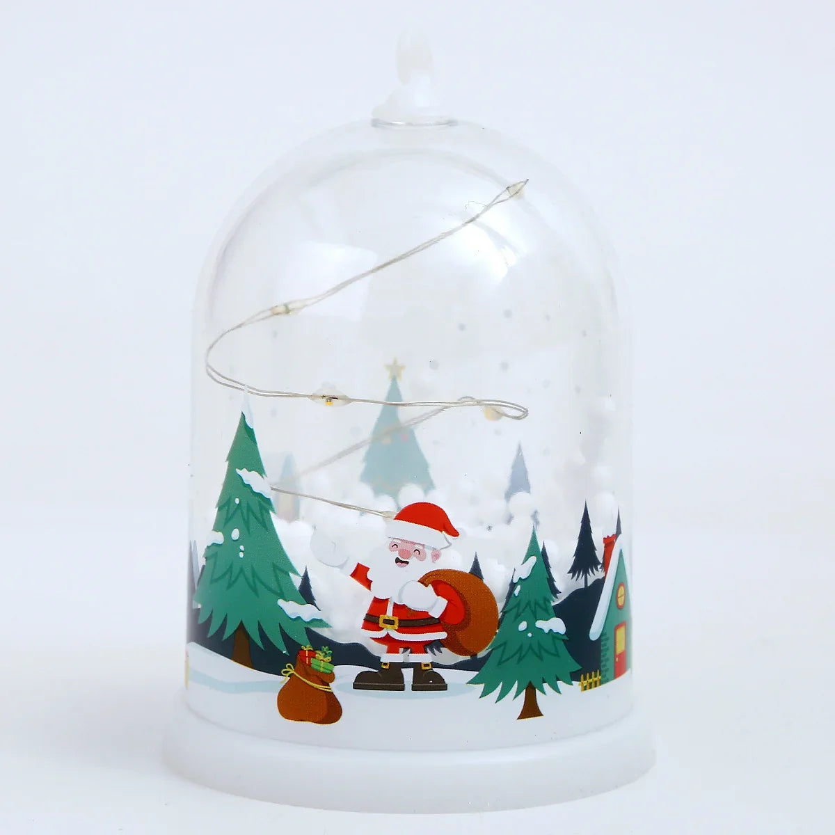 Glass Dome Santa Snow Scene Warm White LED