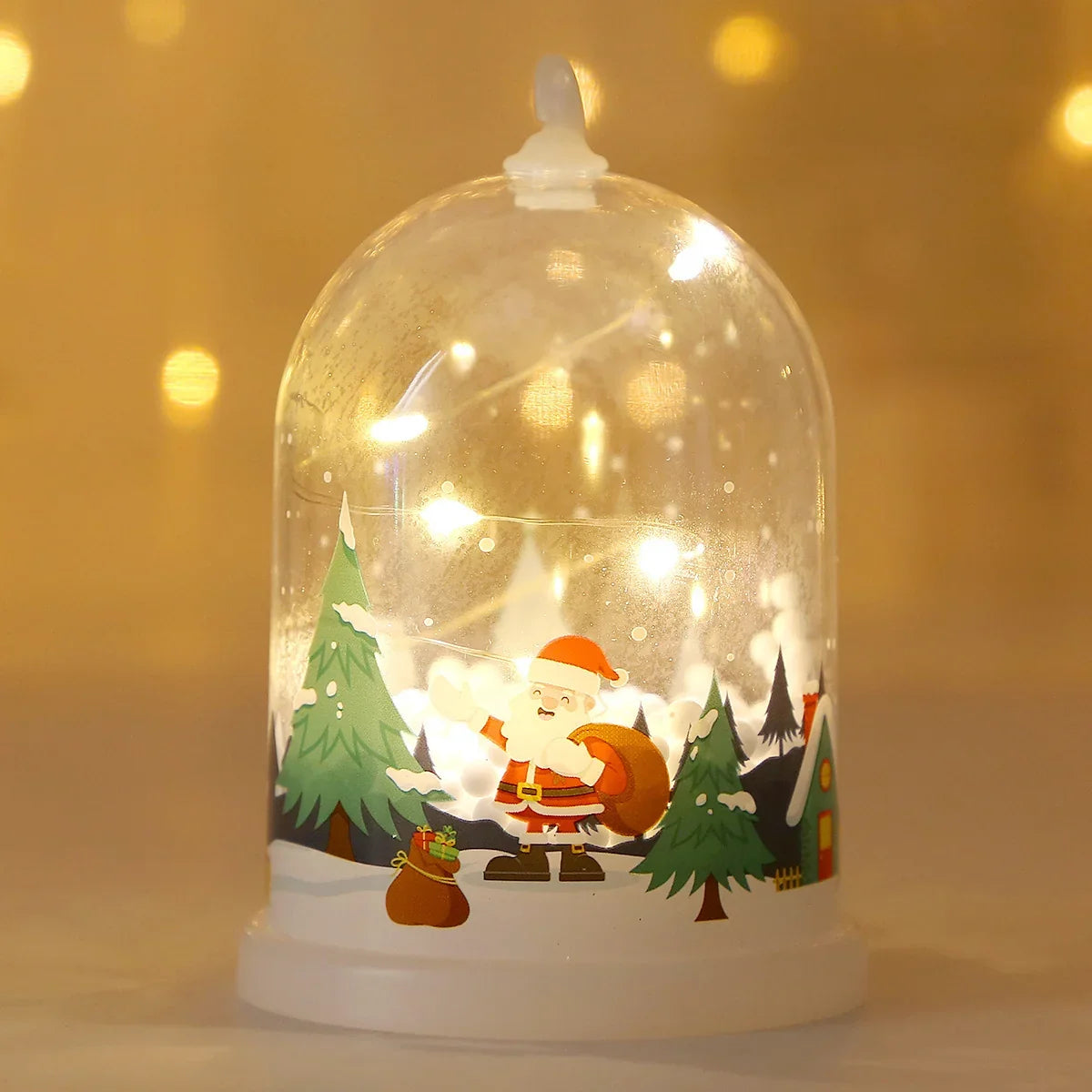 Glass Dome Santa Snow Scene Warm White LED