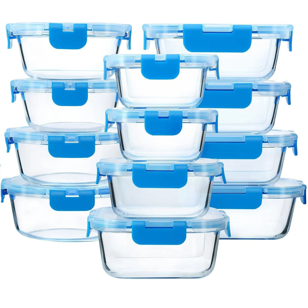 Glass Food Containers Borosilicate Stackable Airtight Clip Lids
