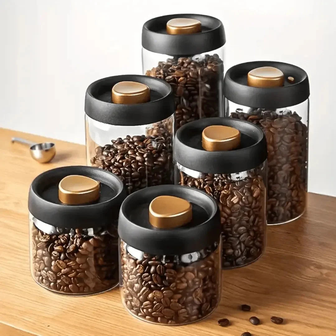 Glass Food Storage Canister Airtight Press-Seal Lid Clear Glass
