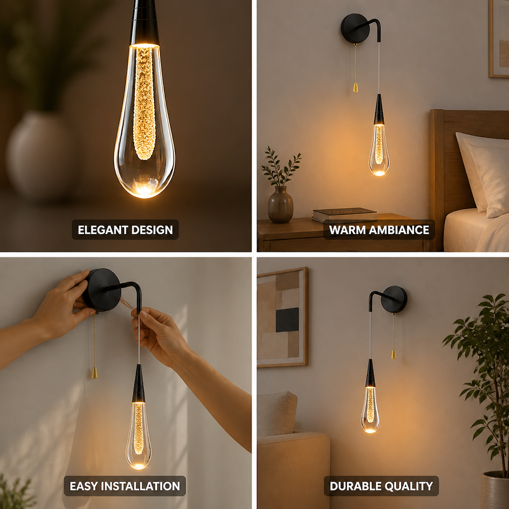 Glass & Metal Drop LED Wall Light