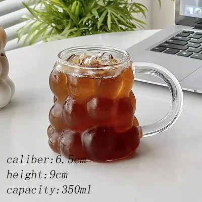 Glass Mug Heat-Resistant Irregular Bubble Design 10.1 Fl Oz