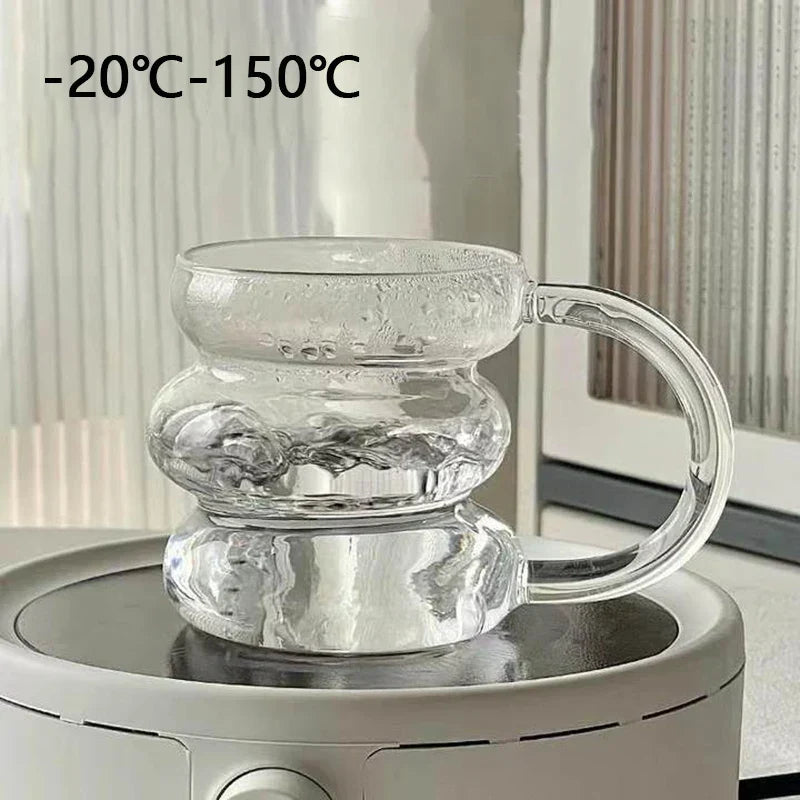 Glass Mug Heat-Resistant Irregular Bubble Design 10.1 Fl Oz