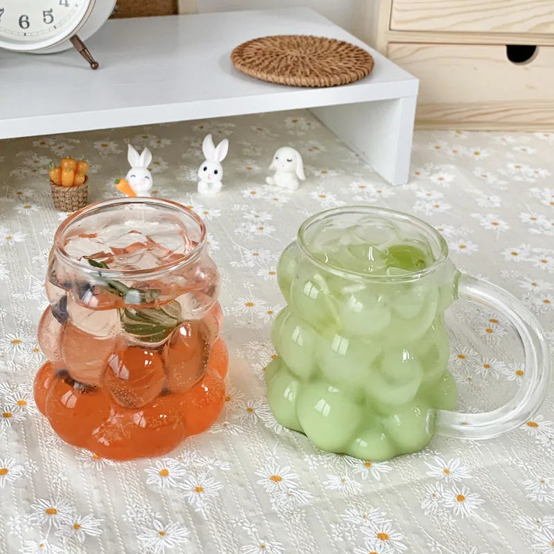 Glass Mug Heat-Resistant Irregular Bubble Design 10.1 Fl Oz