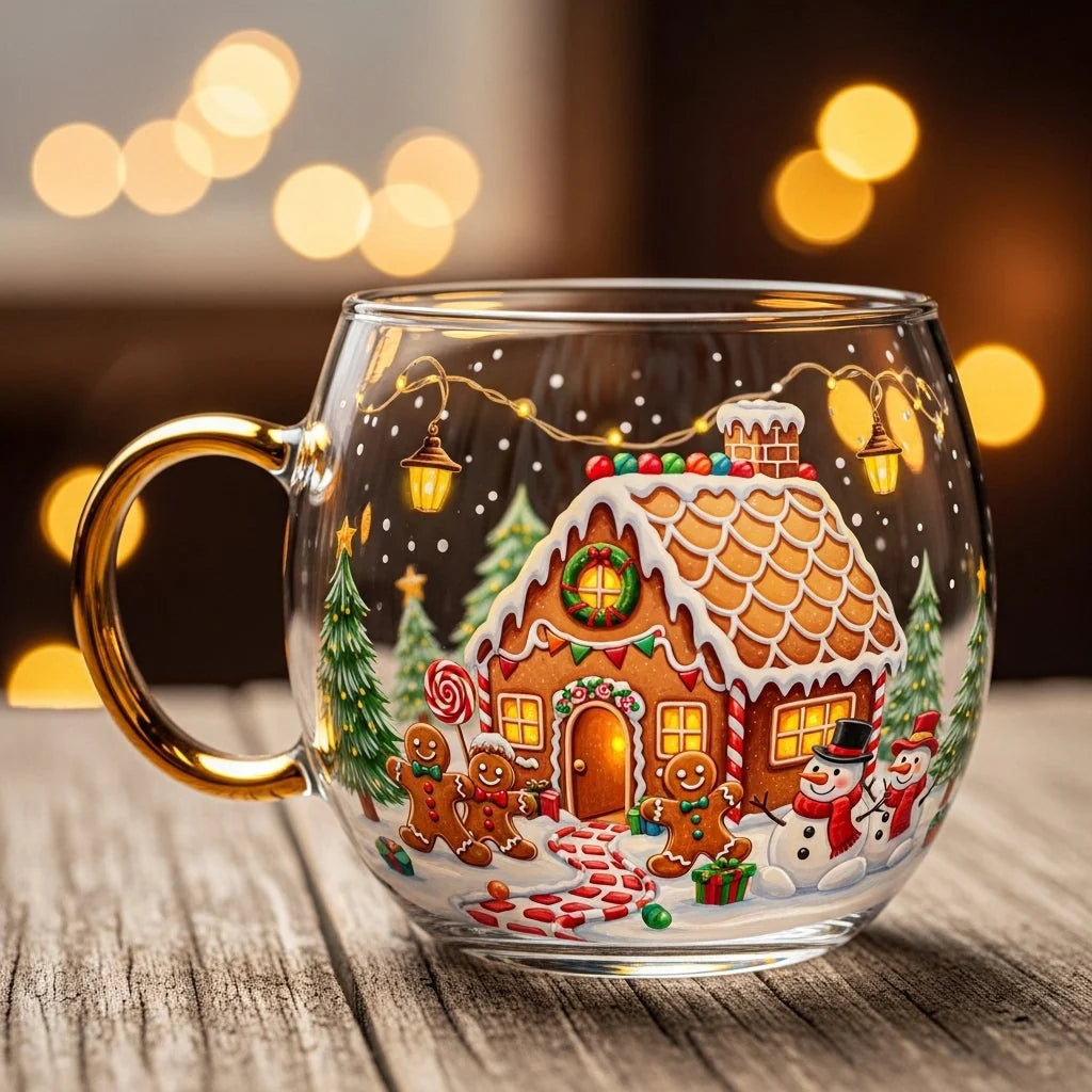 Glass Mug Heat-Resistant Winter Motif