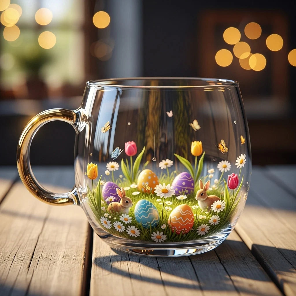 Glass Mug Heat-Resistant Winter Motif