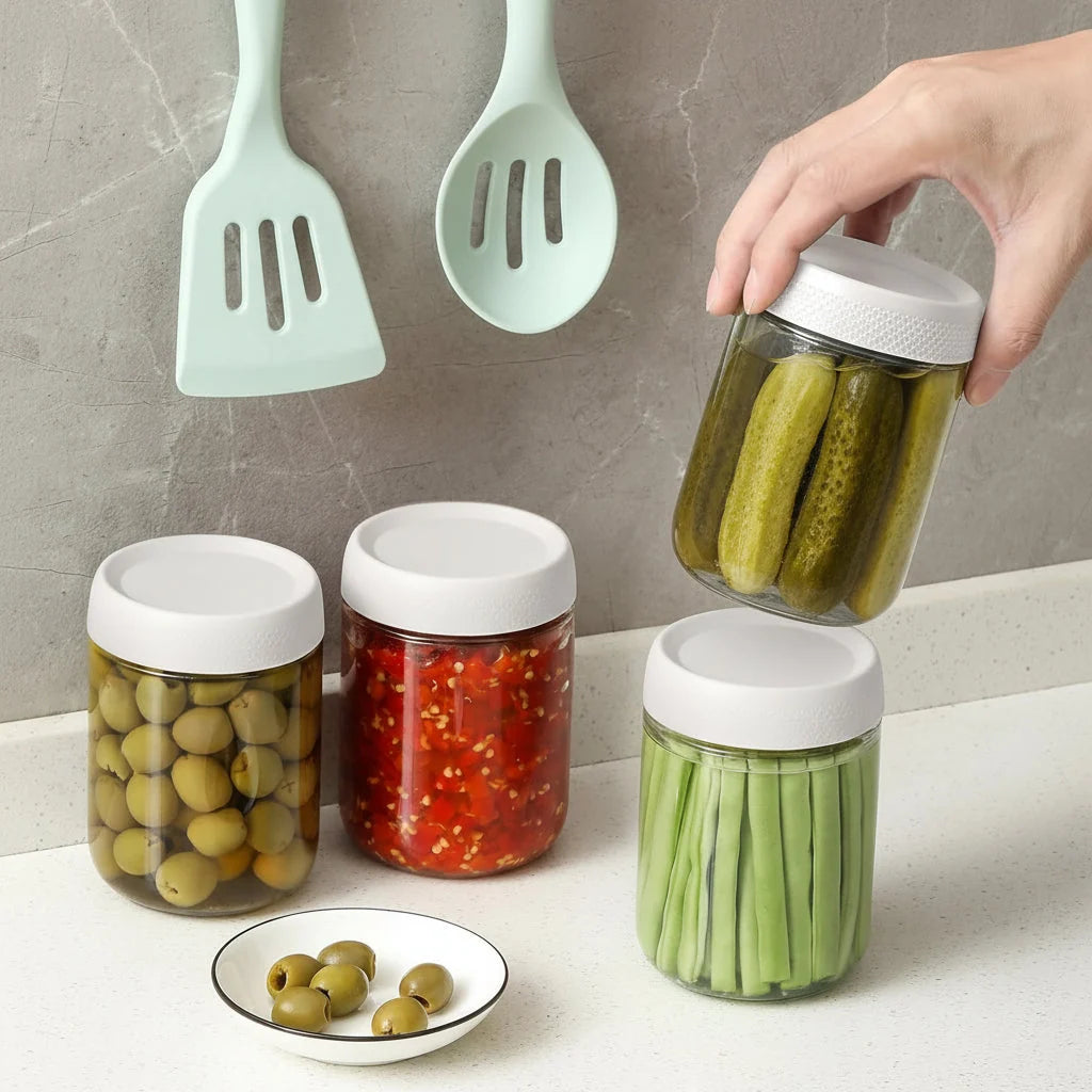 Glass Pantry Jars Airtight Clamp Lids Stackable Square