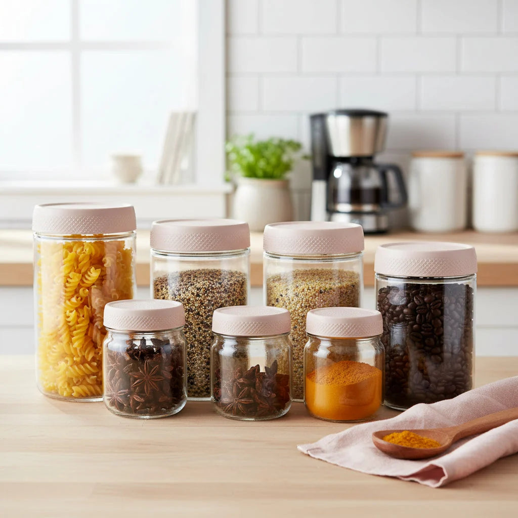 Glass Pantry Jars Airtight Clamp Lids Stackable Square