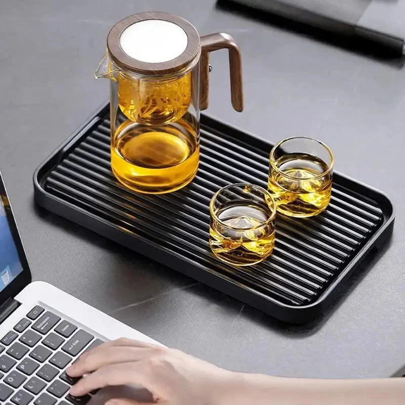 Glass Teapot Removable Fine Mesh Infuser Wooden Handle