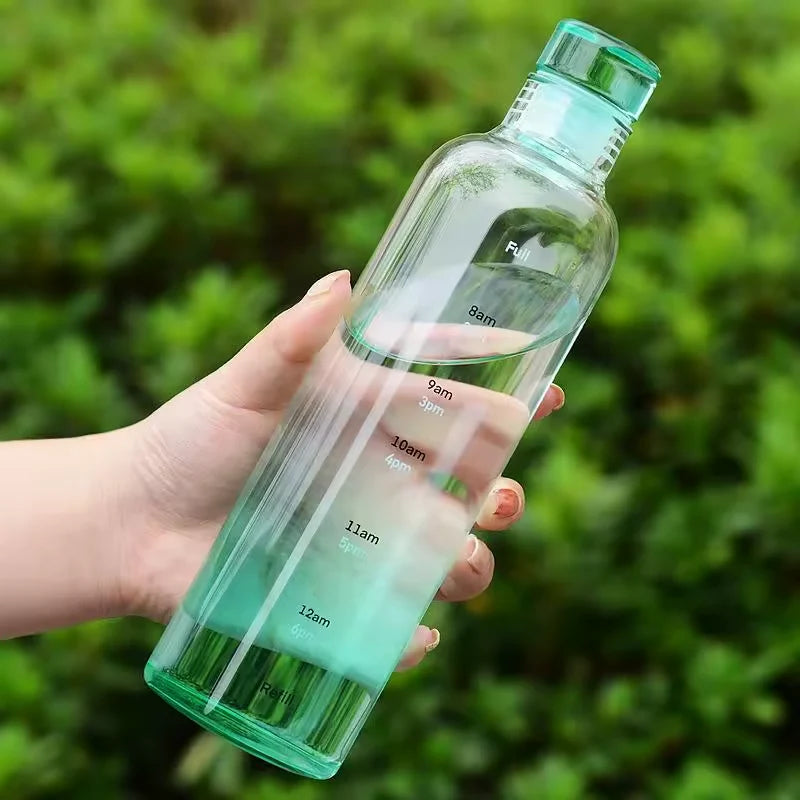 Glass Water Bottle Heat-Resistant Printed Time Scale