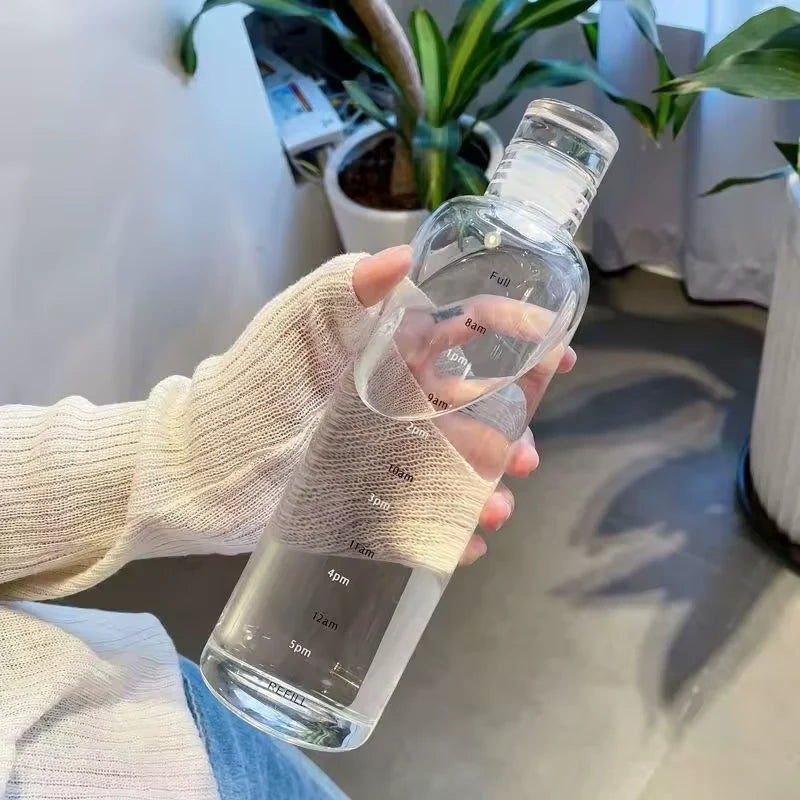 Glass Water Bottle Heat-Resistant Printed Time Scale