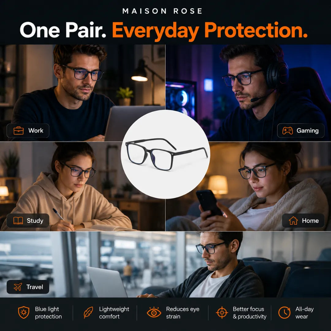 Glasses Blue Light Blocking Lightweight Ergonomic Frame