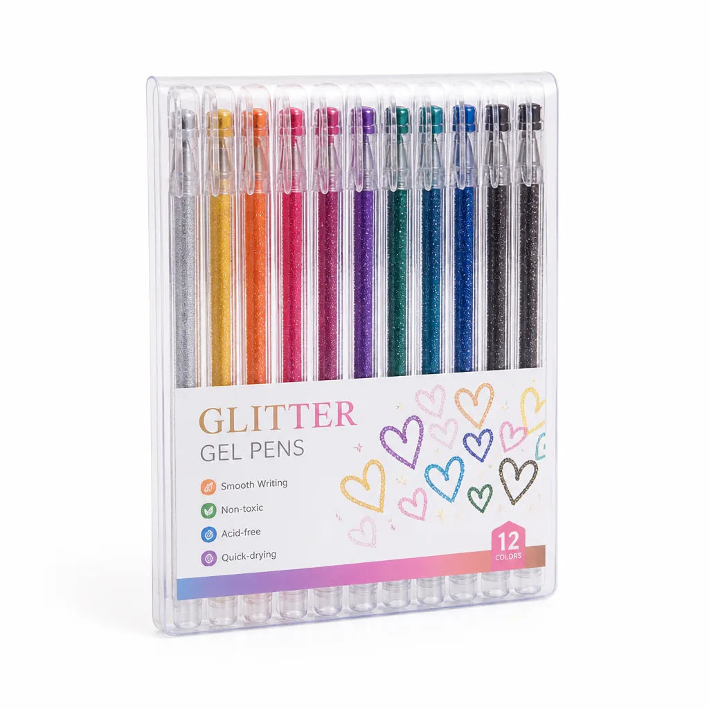 Glitter Gel Pens Shimmering Ink Fine Tip Smudge-Free