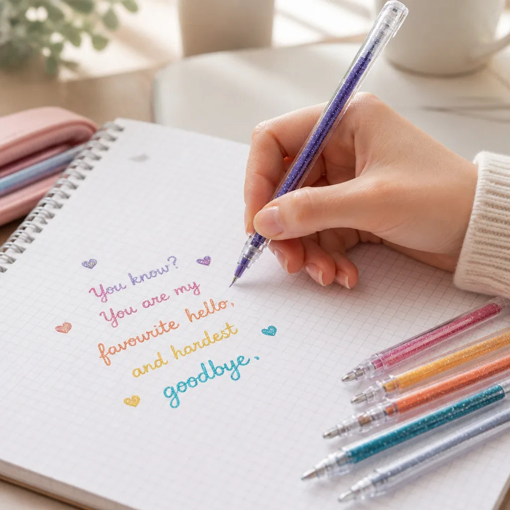 Glitter Gel Pens Shimmering Ink Fine Tip Smudge-Free