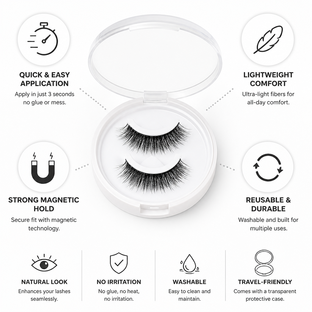 Glue-Free & Reusable Magnetic False Eyelashes