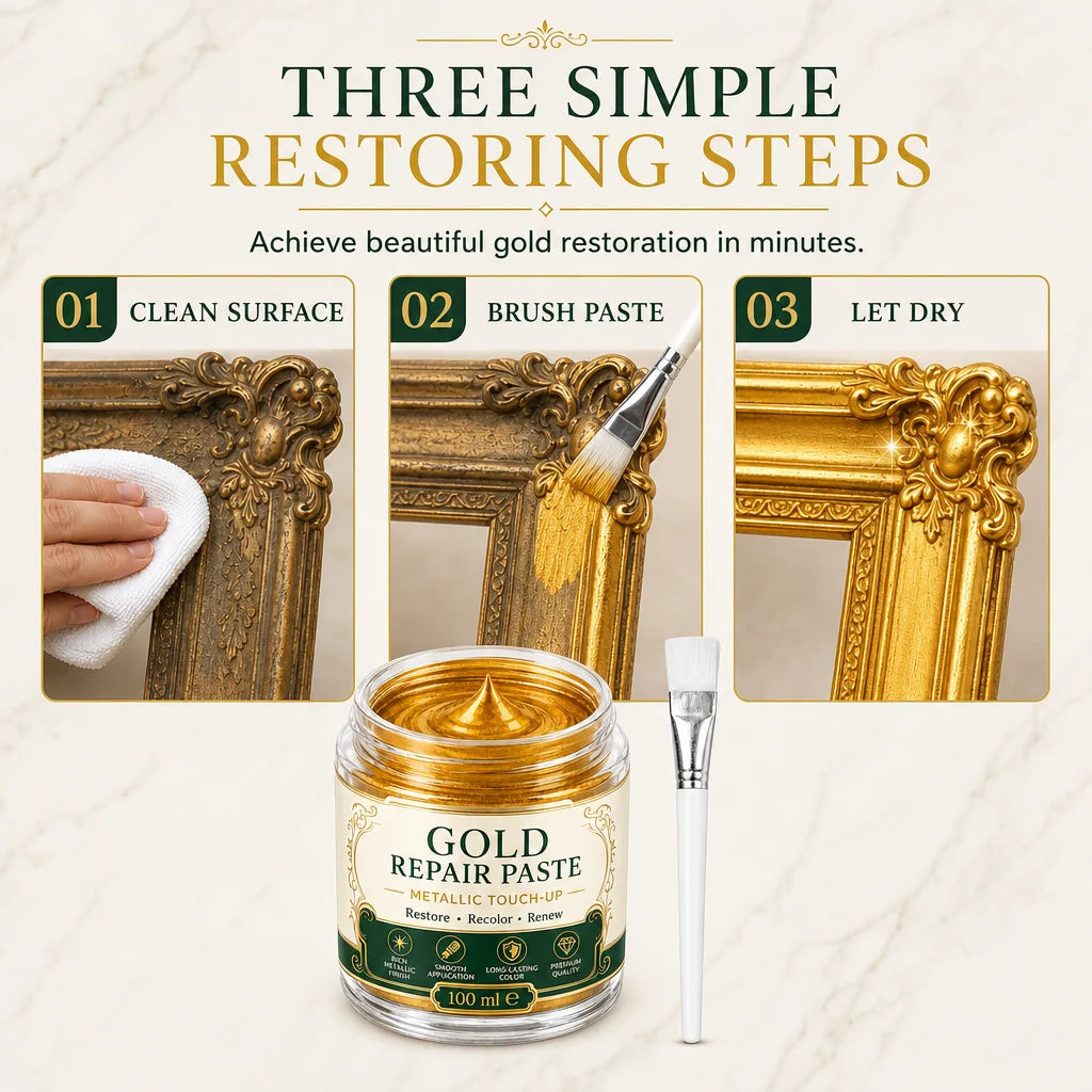 Gold Refinishing Paste Water-Resistant With Applicator Brush