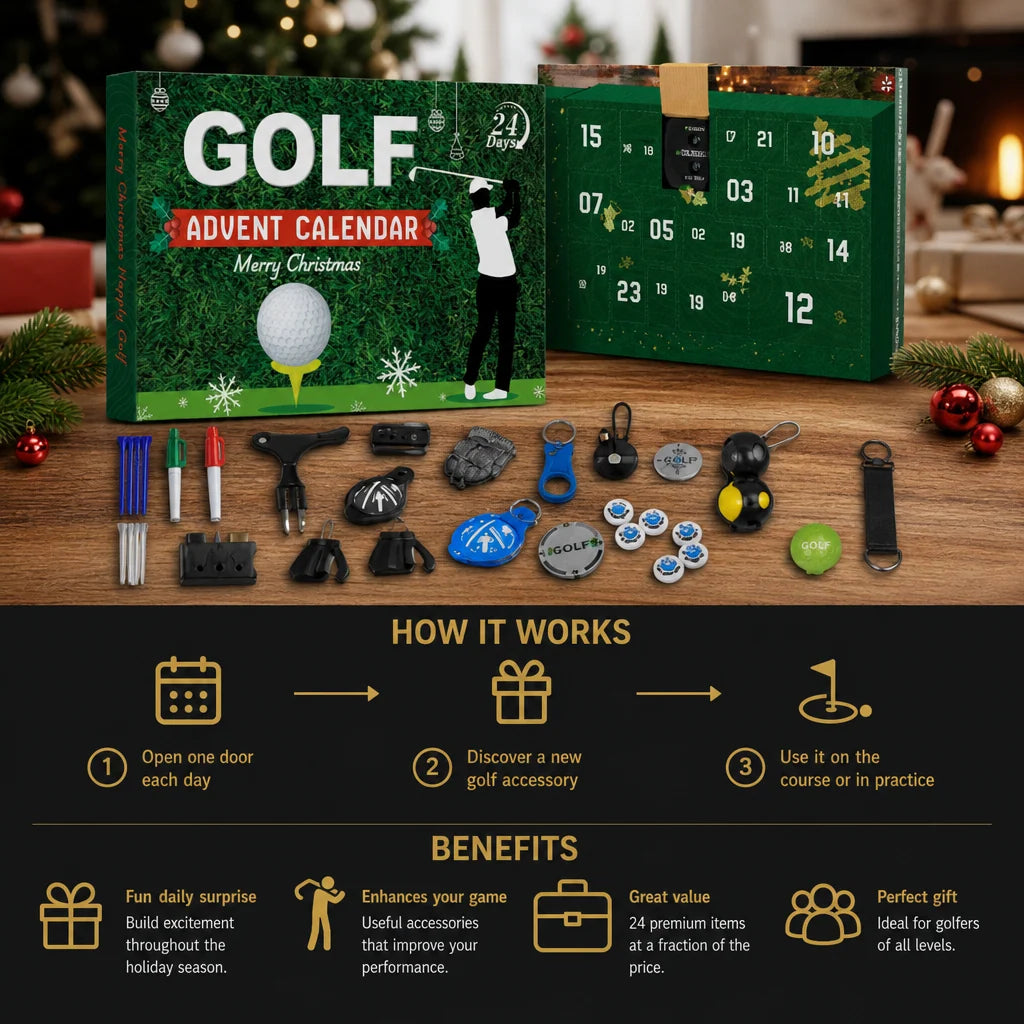 Golf Advent Calendar 24-Day Countdown Assorted Accessories