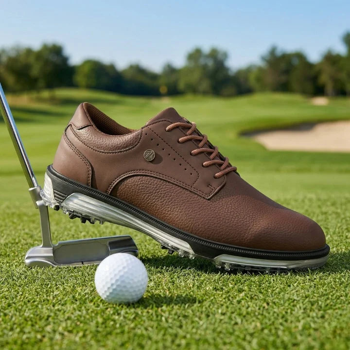 Golf Shoes Genuine Leather Waterproof Spiked Sole