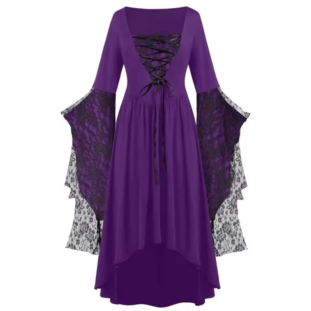 Gothic Costume Dress Vintage Layered Design Sheer Mesh Accents