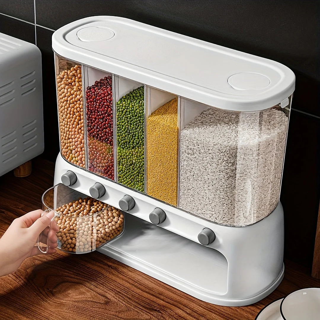 Grain Container Multi-Compartment Airtight One-Hand Flip Lids