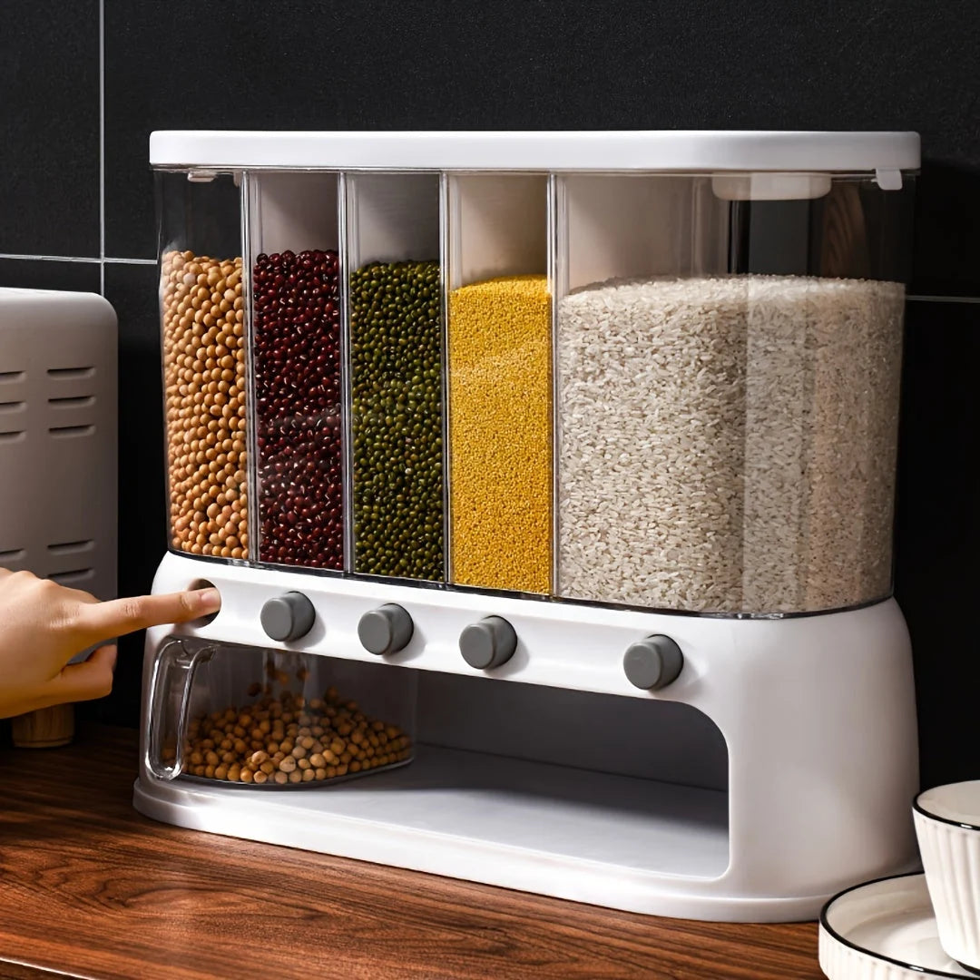 Grain Container Multi-Compartment Airtight One-Hand Flip Lids