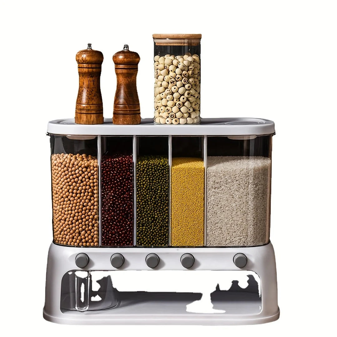 Grain Container Multi-Compartment Airtight One-Hand Flip Lids