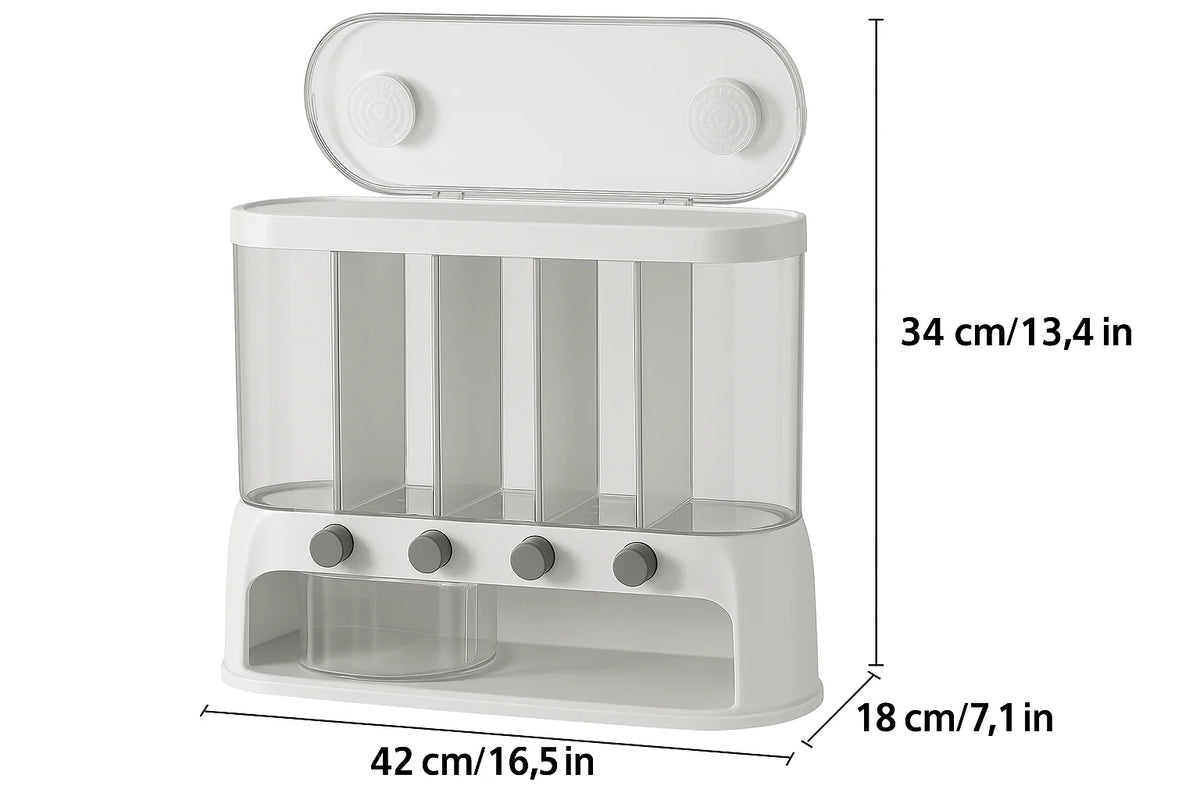 Grain Container Multi-Compartment Airtight One-Hand Flip Lids