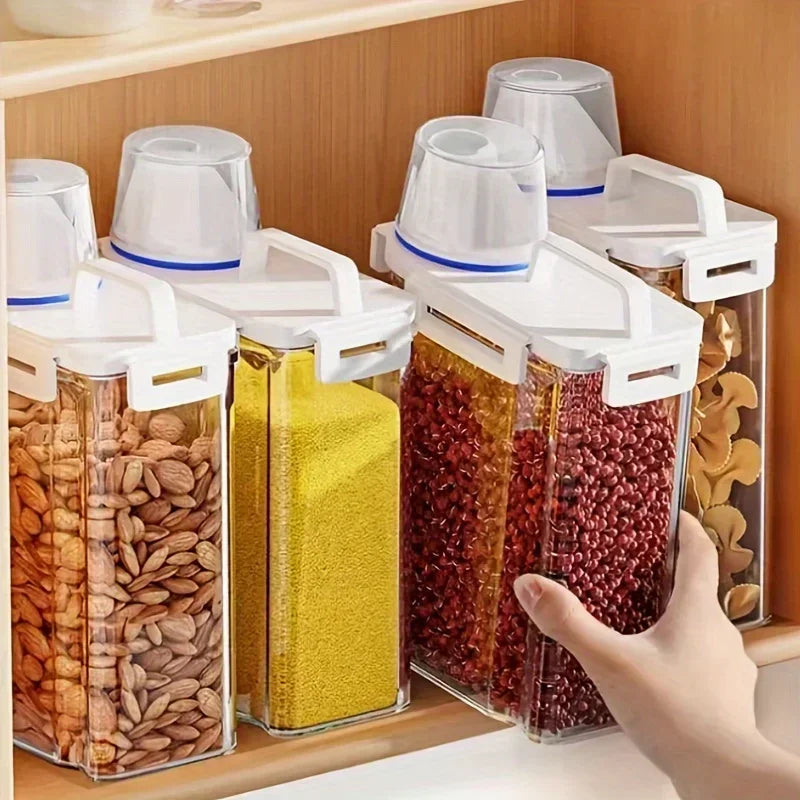 Grain Storage Dispenser Airtight Seal & Built-In Measuring Cup