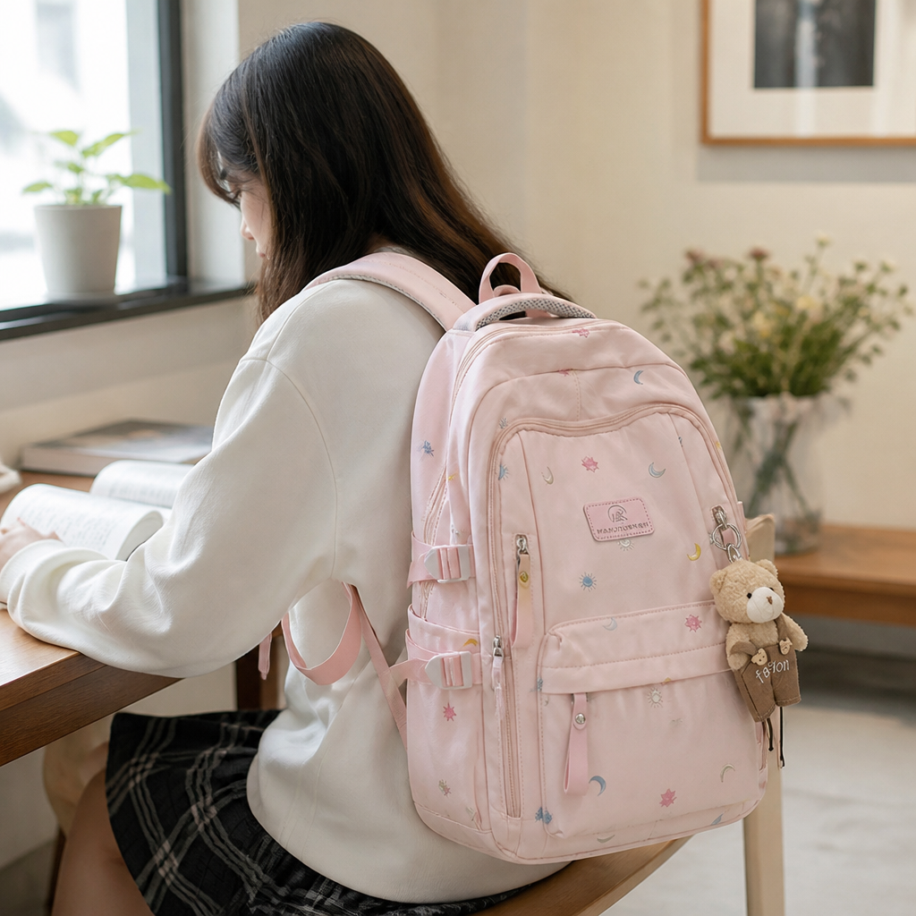 Graphic Multi-Pocket School Backpack (Padded Straps)