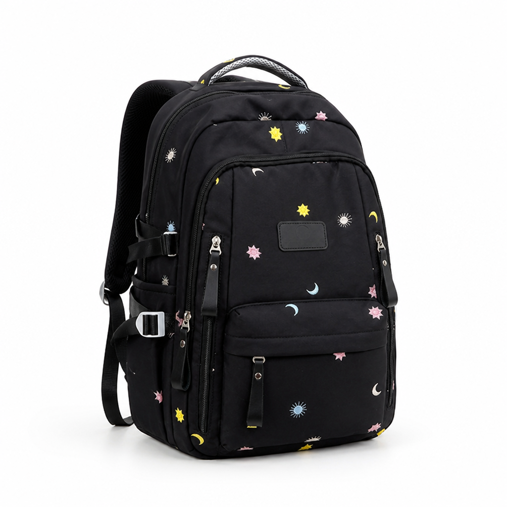 Graphic Multi-Pocket School Backpack (Padded Straps)