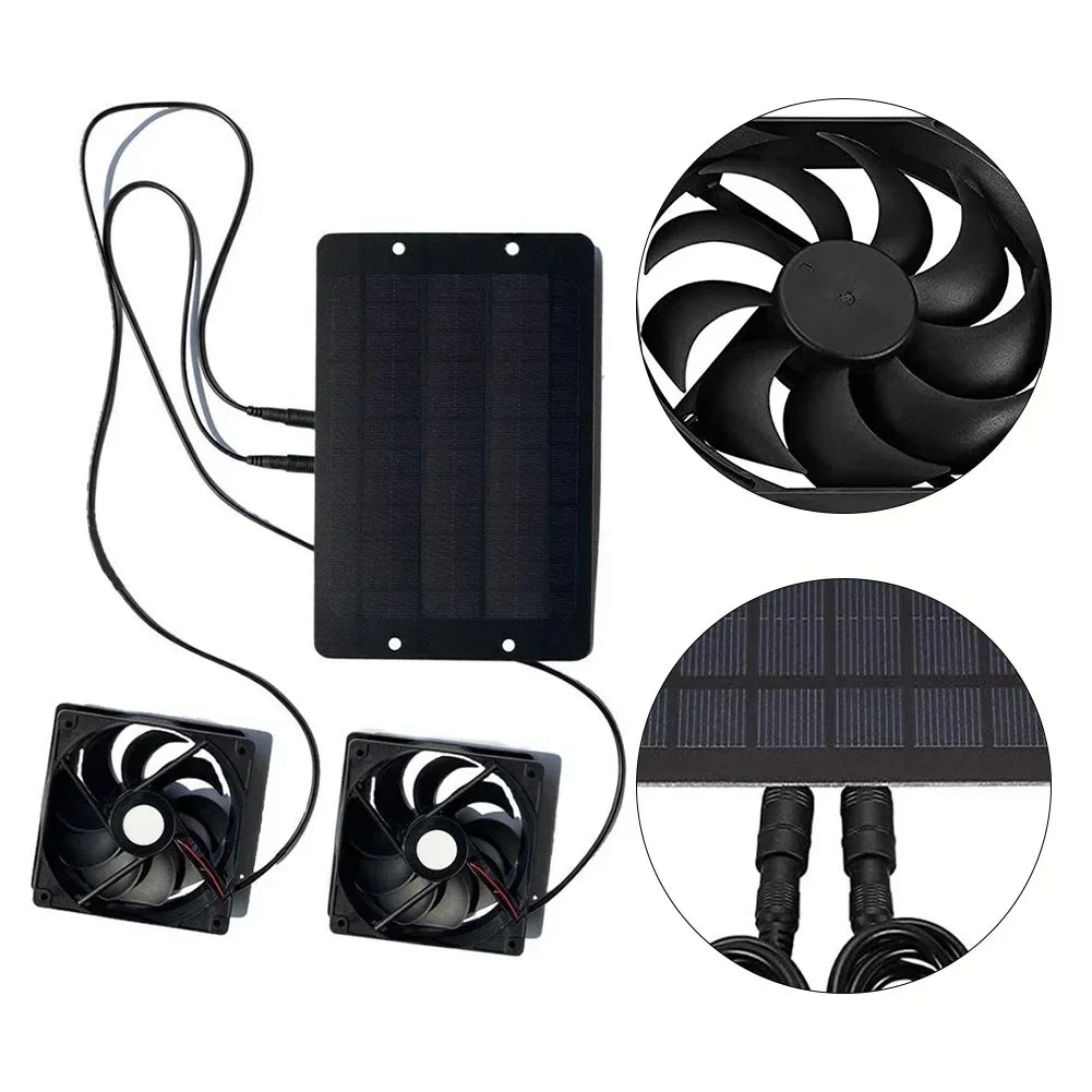 Greenhouse Ventilation Kit Solar 10W Dual Exhaust Fans