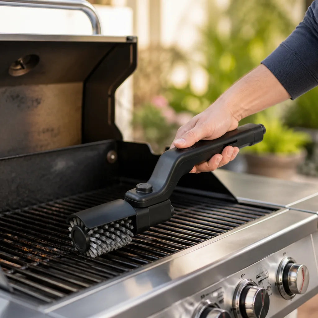 Grill Brush Motorized Rotating Head Replaceable & Dishwasher-Safe