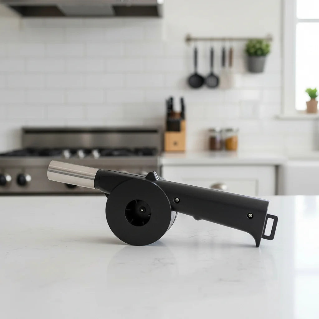 Grill Fan Hand-Operated Lightweight Plastic