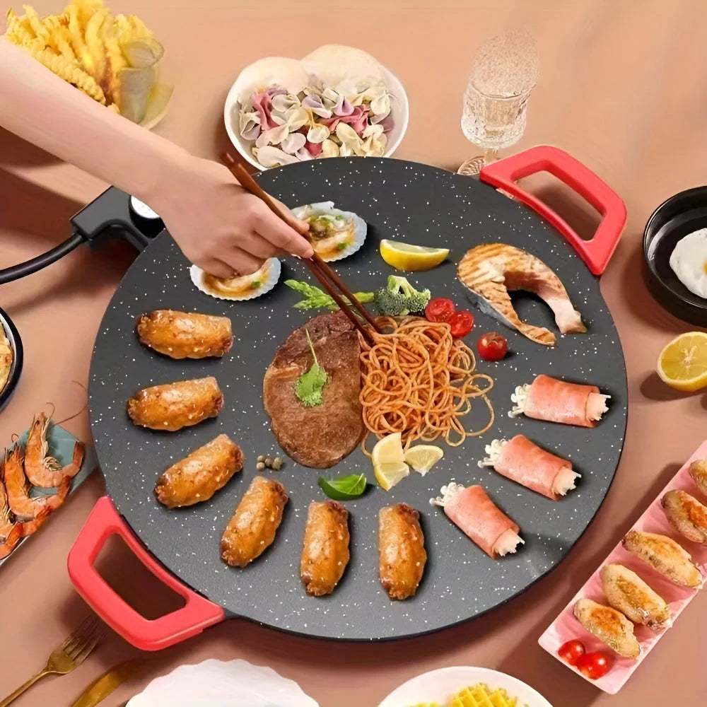 Grill Pan Cast Iron Raised Ridges & Drip Channels