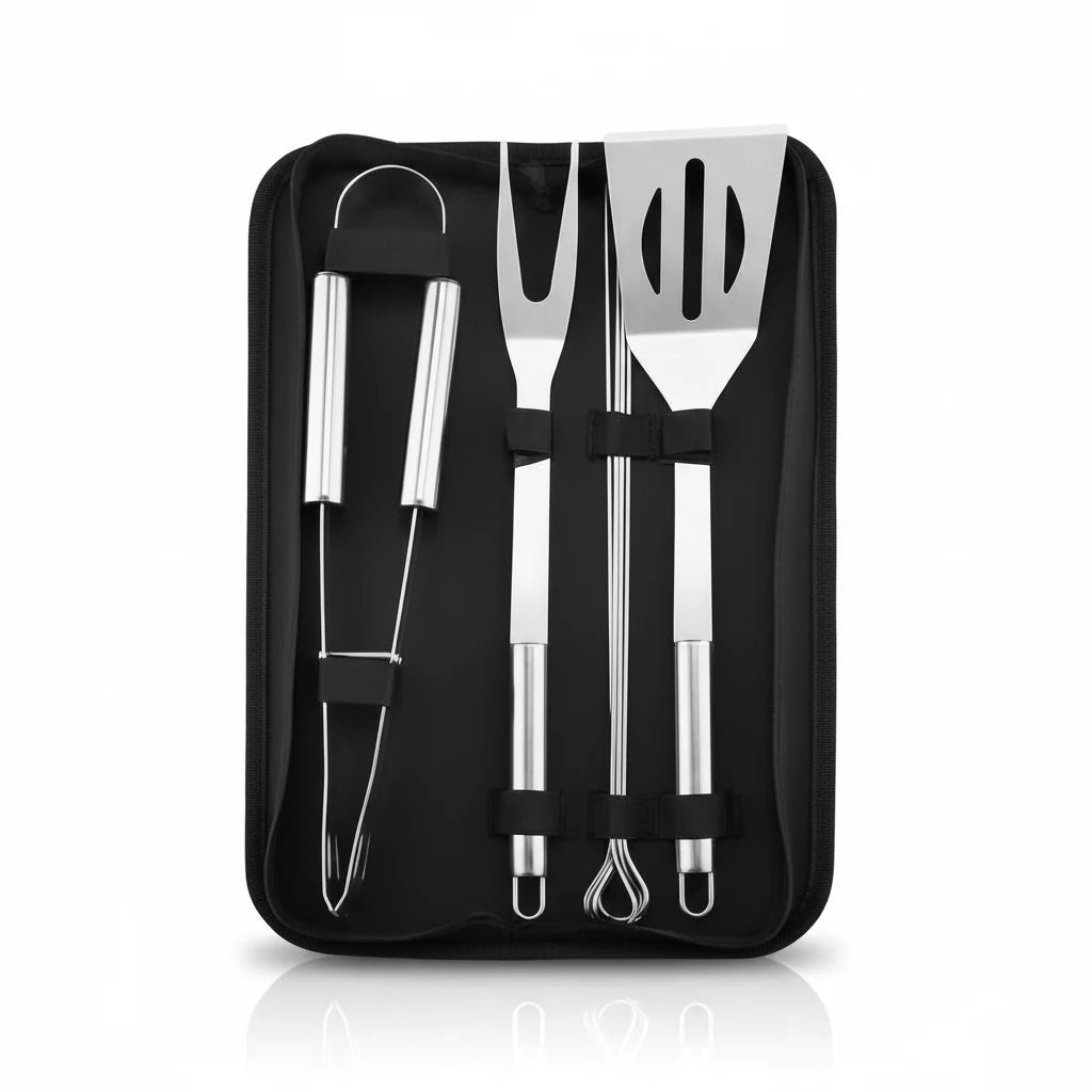 Grill Tool Set Stainless Steel Heat-Resistant With Carrying Bag